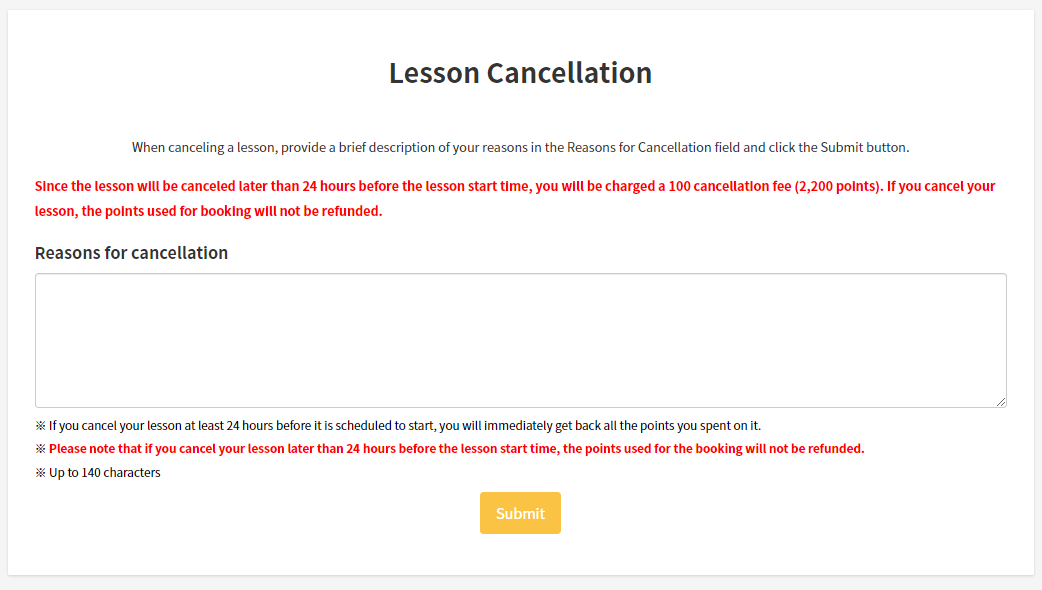 How to cancel your lesson